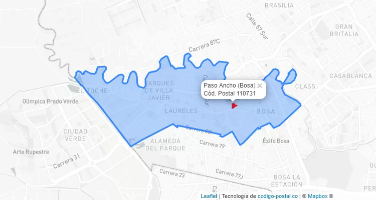 CEP Bairro Paso Ancho em Bosa, Bogotá