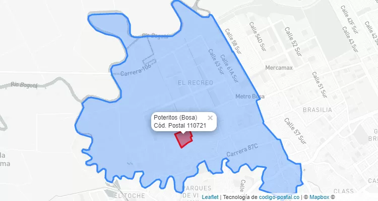 ZIP Code Locality Poteritos in Bosa, Bogotá
