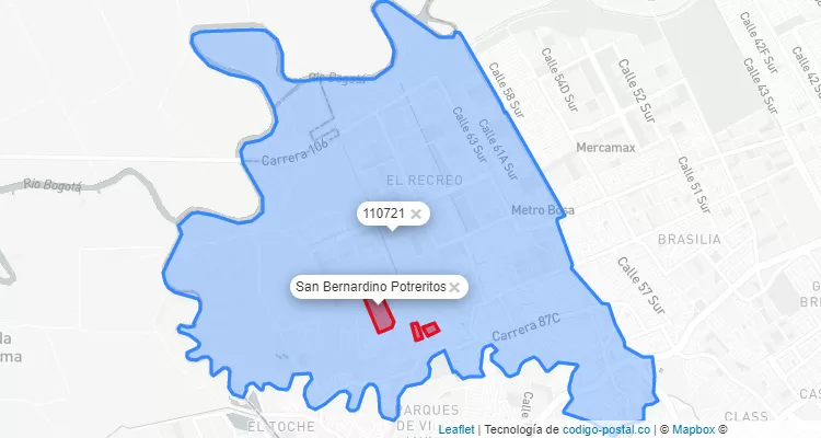 Código Postal Barrio San Bernardino Potreritos en Bosa, Bogotá