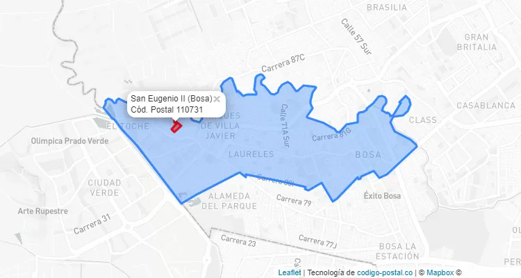 ZIP Code Locality San Eugenio II in Bosa, Bogotá