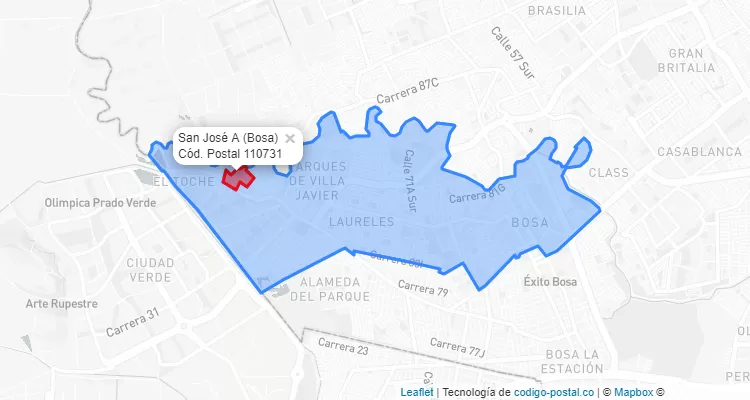 ZIP Code Locality San José A in Bosa, Bogotá