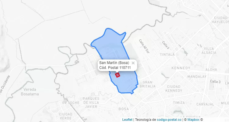 ZIP Code Locality San Martín in Bosa, Bogotá