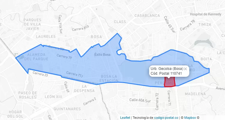 CEP Bairro Urb. Gecolsa em Bosa, Bogotá