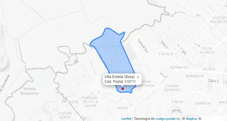 ZIP Code Locality Villa Estella in Bosa, Bogotá