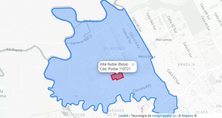 CEP Bairro Villa Nubia em Bosa, Bogotá