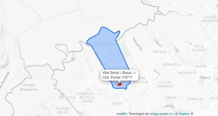 ZIP Code Locality Villa Sonia I in Bosa, Bogotá