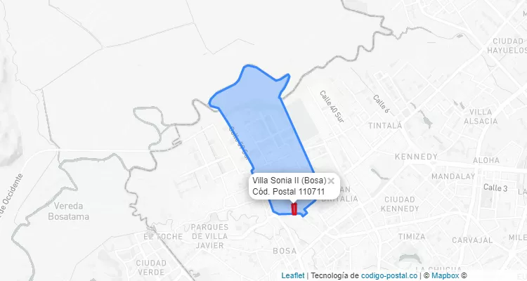 ZIP Code Locality Villa Sonia II in Bosa, Bogotá