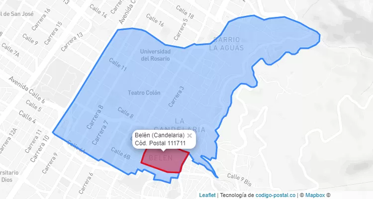 ZIP Code Locality Belén in Candelaria, Bogotá
