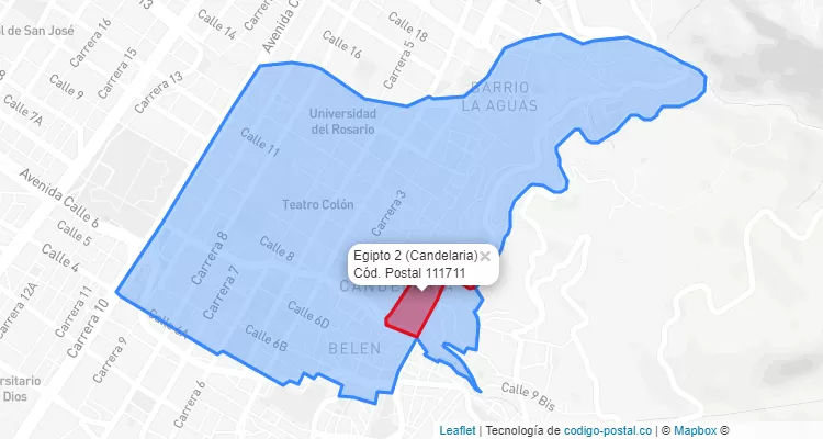 ZIP Code Locality Egipto 2 in Candelaria, Bogotá