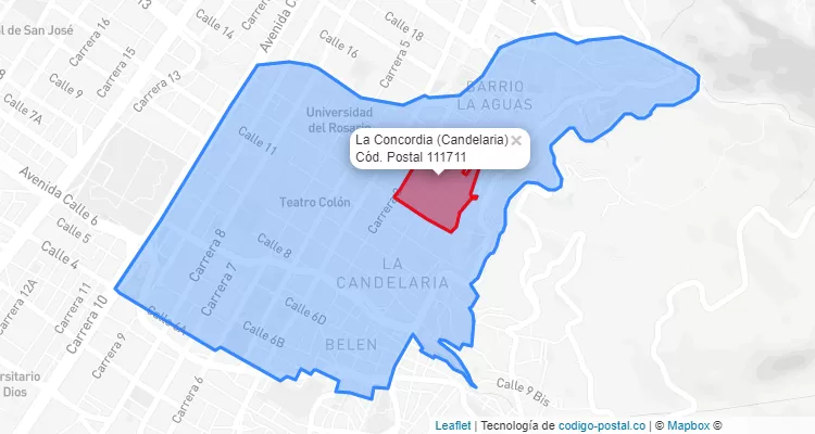 ZIP Code Locality La Concordia in Candelaria, Bogotá