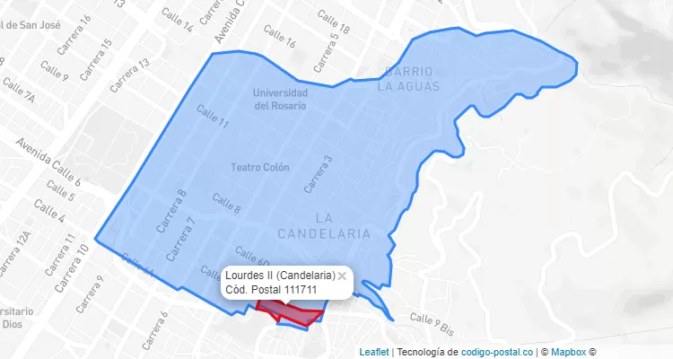 ZIP Code Locality Lourdes II in Candelaria, Bogotá