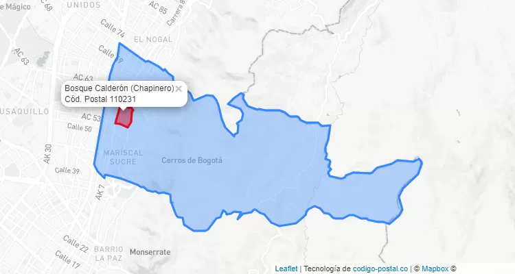 CEP Bairro Bosque Calderón em Chapinero, Bogotá