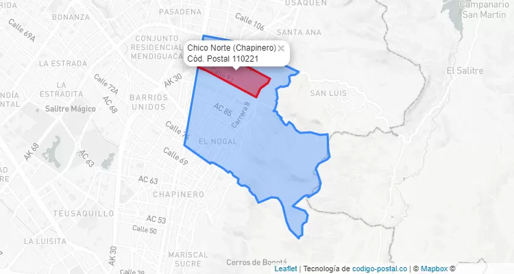 CEP Bairro Chico Norte em Chapinero, Bogotá