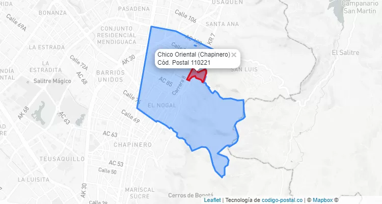 CEP Bairro Chico Oriental em Chapinero, Bogotá