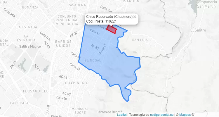 CEP Bairro Chico Reservado em Chapinero, Bogotá