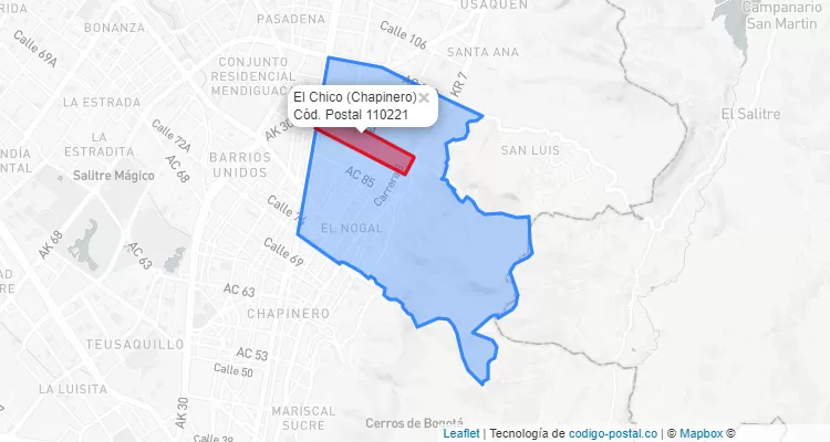 CEP Bairro El Chico em Chapinero, Bogotá