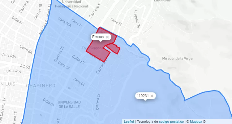 ZIP Code Locality Emaus in Chapinero, Bogotá