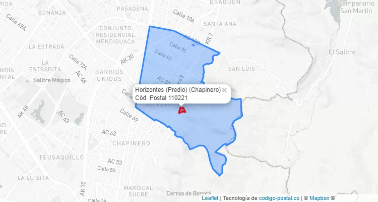Código Postal Barrio Horizontes (Predio) en Chapinero, Bogotá