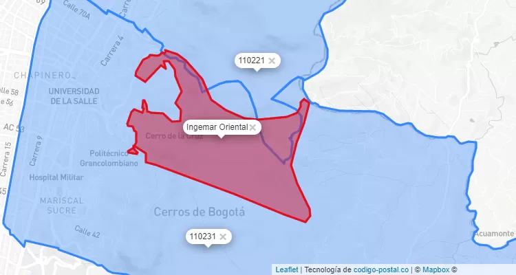 CEP Bairro Ingemar Oriental em Chapinero, Bogotá