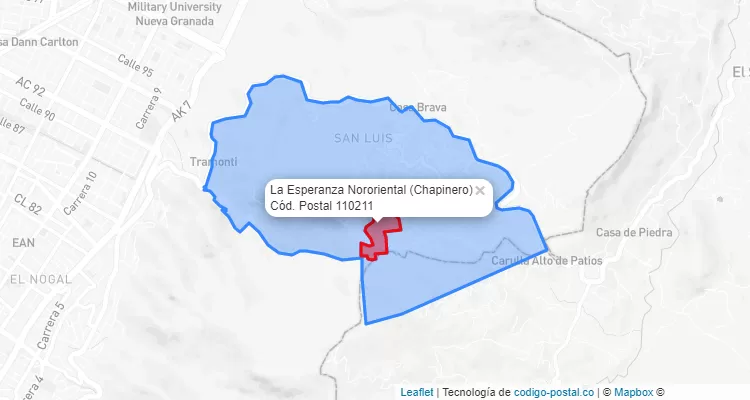 Código Postal Barrio La Esperanza Nororiental en Chapinero, Bogotá