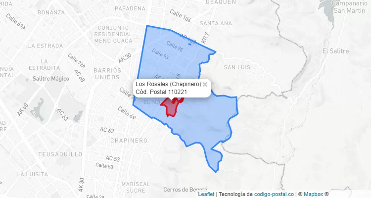 Código Postal Barrio Los Rosales en Chapinero, Bogotá
