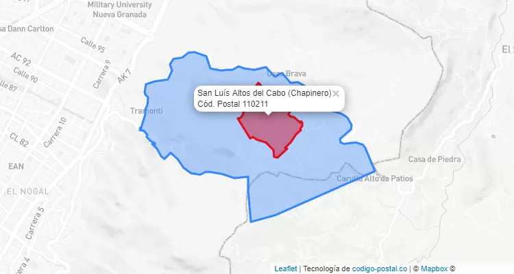 Código Postal Barrio San Luís Altos del Cabo en Chapinero, Bogotá