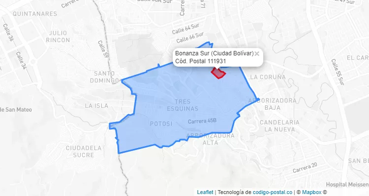 CEP Bairro Bonanza Sur em Ciudad Bolívar, Bogotá