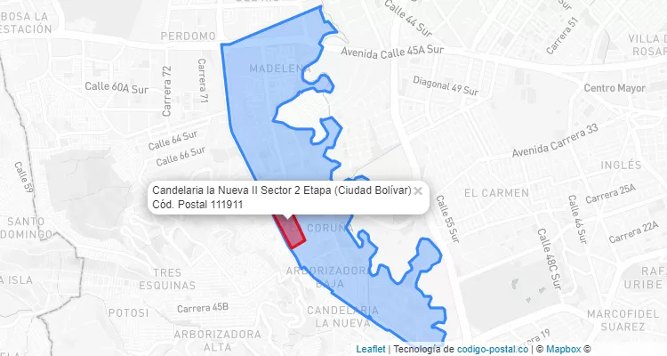 CEP Bairro Candelaria la Nueva II Sector 2 Etapa em Ciudad Bolívar, Bogotá