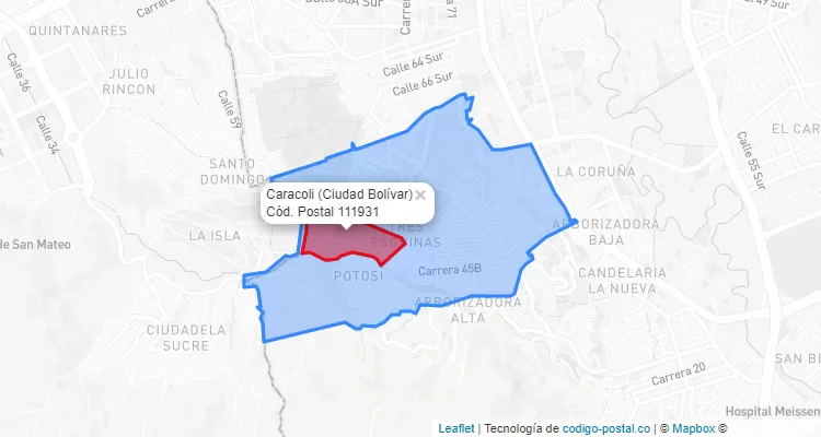 CEP Bairro Caracoli em Ciudad Bolívar, Bogotá