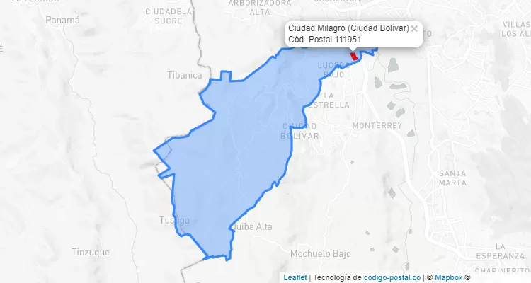 CEP Bairro Ciudad Milagro em Ciudad Bolívar, Bogotá