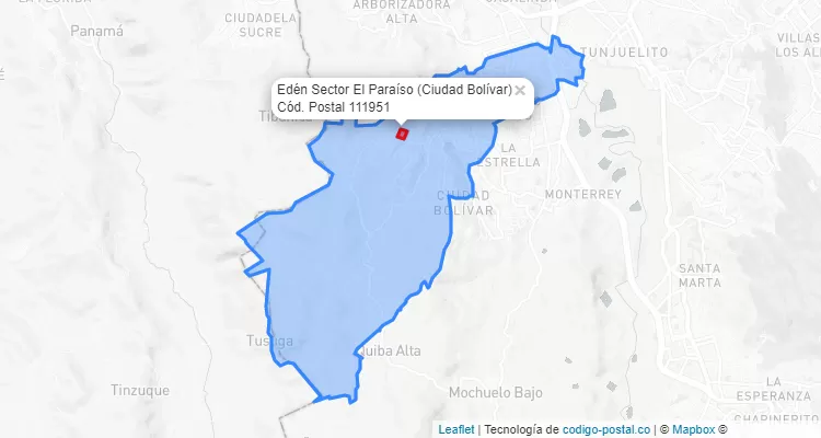 ZIP Code Locality Edén Sector El Paraíso in Ciudad Bolívar, Bogotá