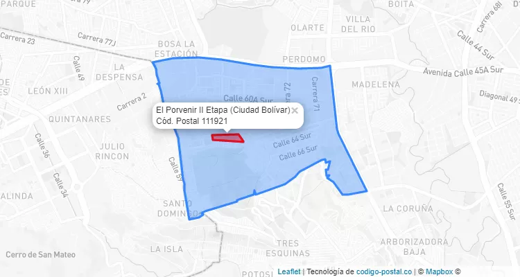 ZIP Code Locality El Porvenir II Etapa in Ciudad Bolívar, Bogotá