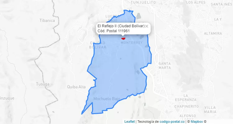 CEP Bairro El Reflejo II em Ciudad Bolívar, Bogotá