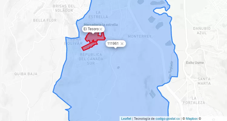 CEP Bairro El Tesoro em Ciudad Bolívar, Bogotá