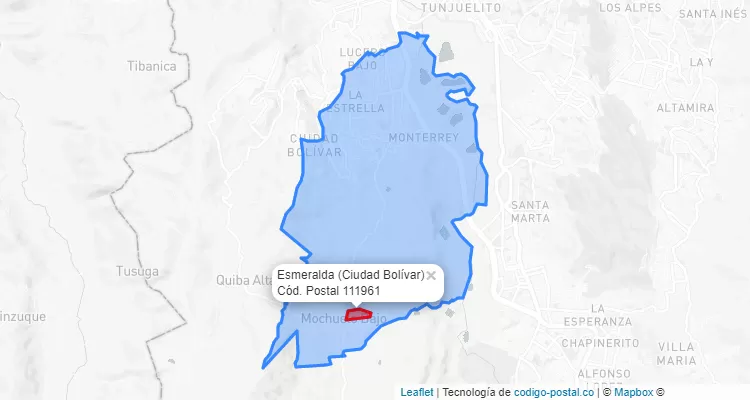 CEP Bairro Esmeralda em Ciudad Bolívar, Bogotá