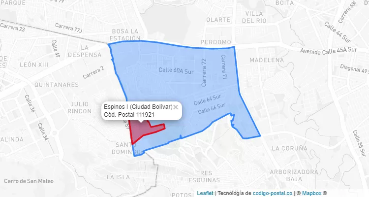 CEP Bairro Espinos I em Ciudad Bolívar, Bogotá