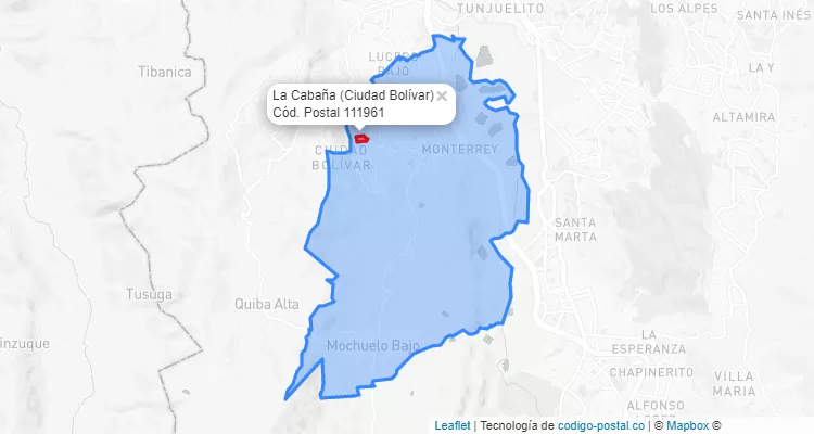 CEP Bairro La Cabaña em Ciudad Bolívar, Bogotá