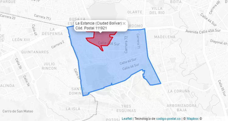 CEP Bairro La Estancia em Ciudad Bolívar, Bogotá