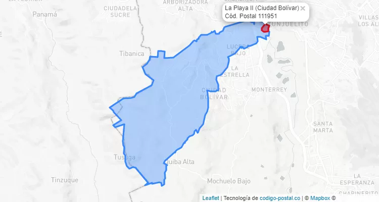 Código Postal Barrio La Playa II en Ciudad Bolívar, Bogotá