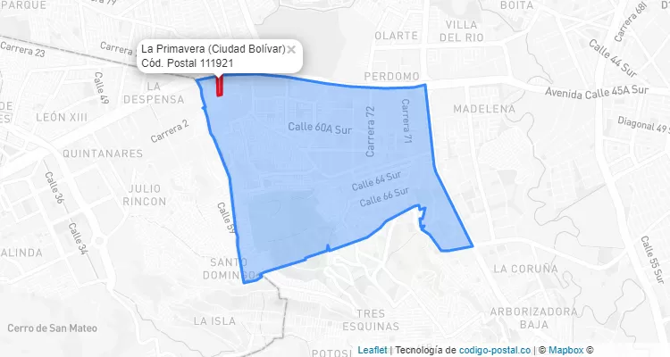 CEP Bairro La Primavera em Ciudad Bolívar, Bogotá