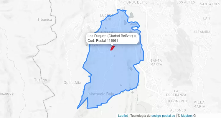 CEP Bairro Los Duques em Ciudad Bolívar, Bogotá