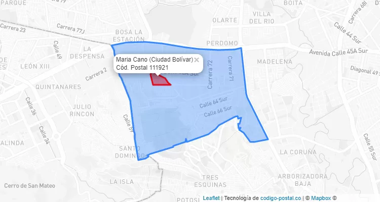 CEP Bairro Maria Cano em Ciudad Bolívar, Bogotá