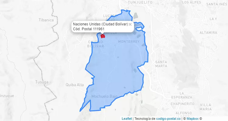 Código Postal Barrio Naciones Unidas en Ciudad Bolívar, Bogotá