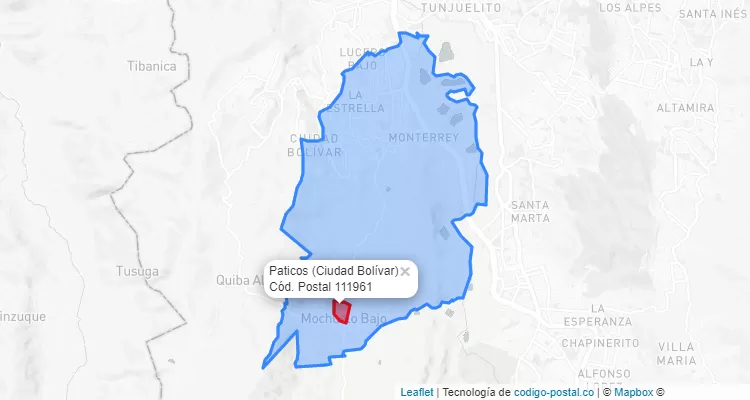 CEP Bairro Paticos em Ciudad Bolívar, Bogotá