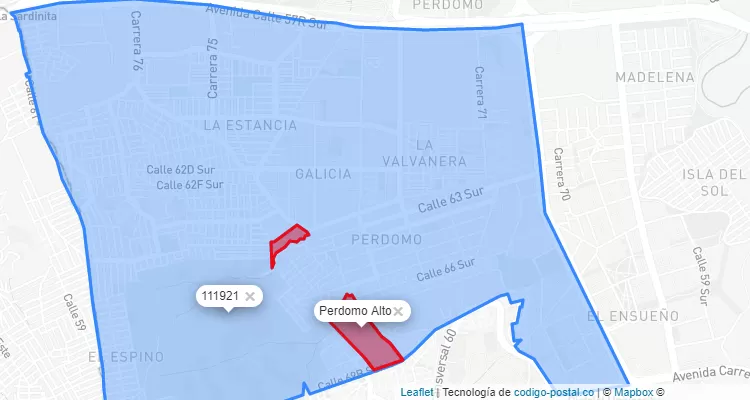 Código Postal Barrio Perdomo Alto en Ciudad Bolívar, Bogotá