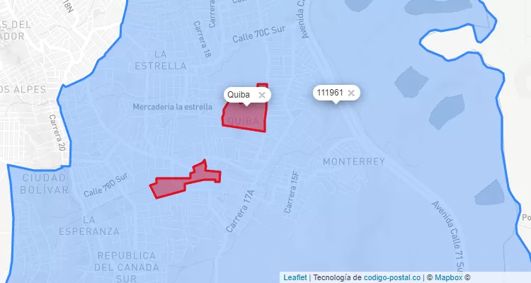 CEP Bairro Quiba em Ciudad Bolívar, Bogotá