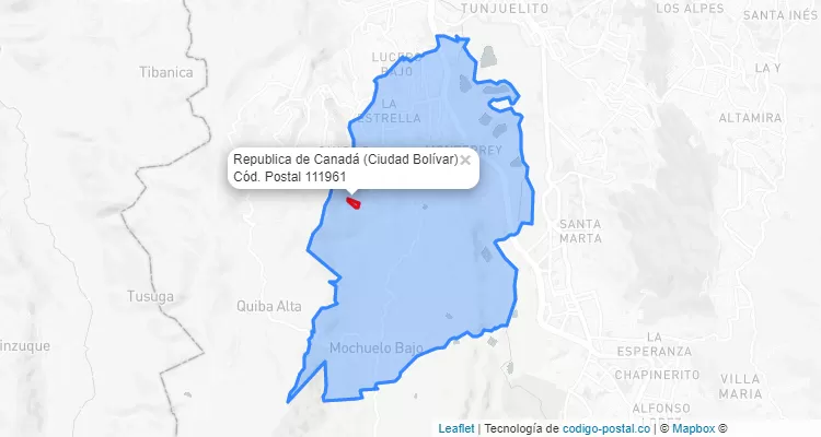 CEP Bairro Republica de Canadá em Ciudad Bolívar, Bogotá