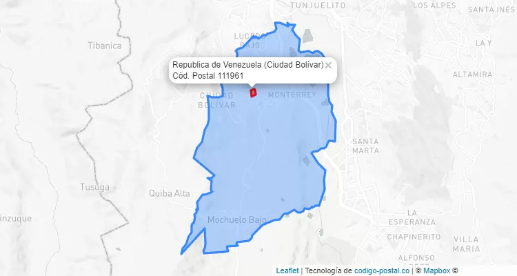 Código Postal Barrio Republica de Venezuela en Ciudad Bolívar, Bogotá