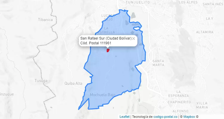 Código Postal Barrio San Rafael Sur en Ciudad Bolívar, Bogotá