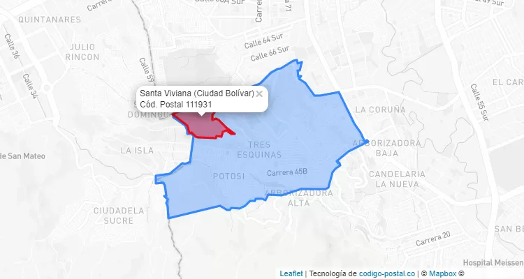 CEP Bairro Santa Viviana em Ciudad Bolívar, Bogotá